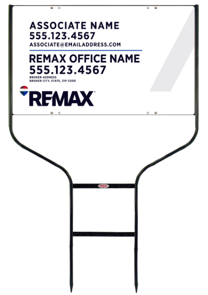 Reflective Round Rod Frame and Associate Name w Broker Address Sign Photo Panel Unit, 18h x 30w, Steel